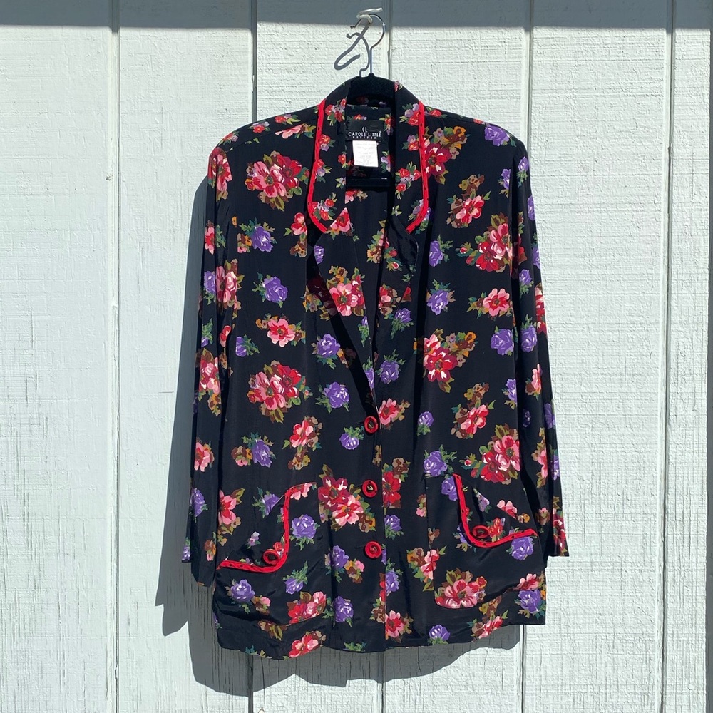 Bundle 3 for 50% off 1990s Carole Little Retro Floral Rayon Jacket
